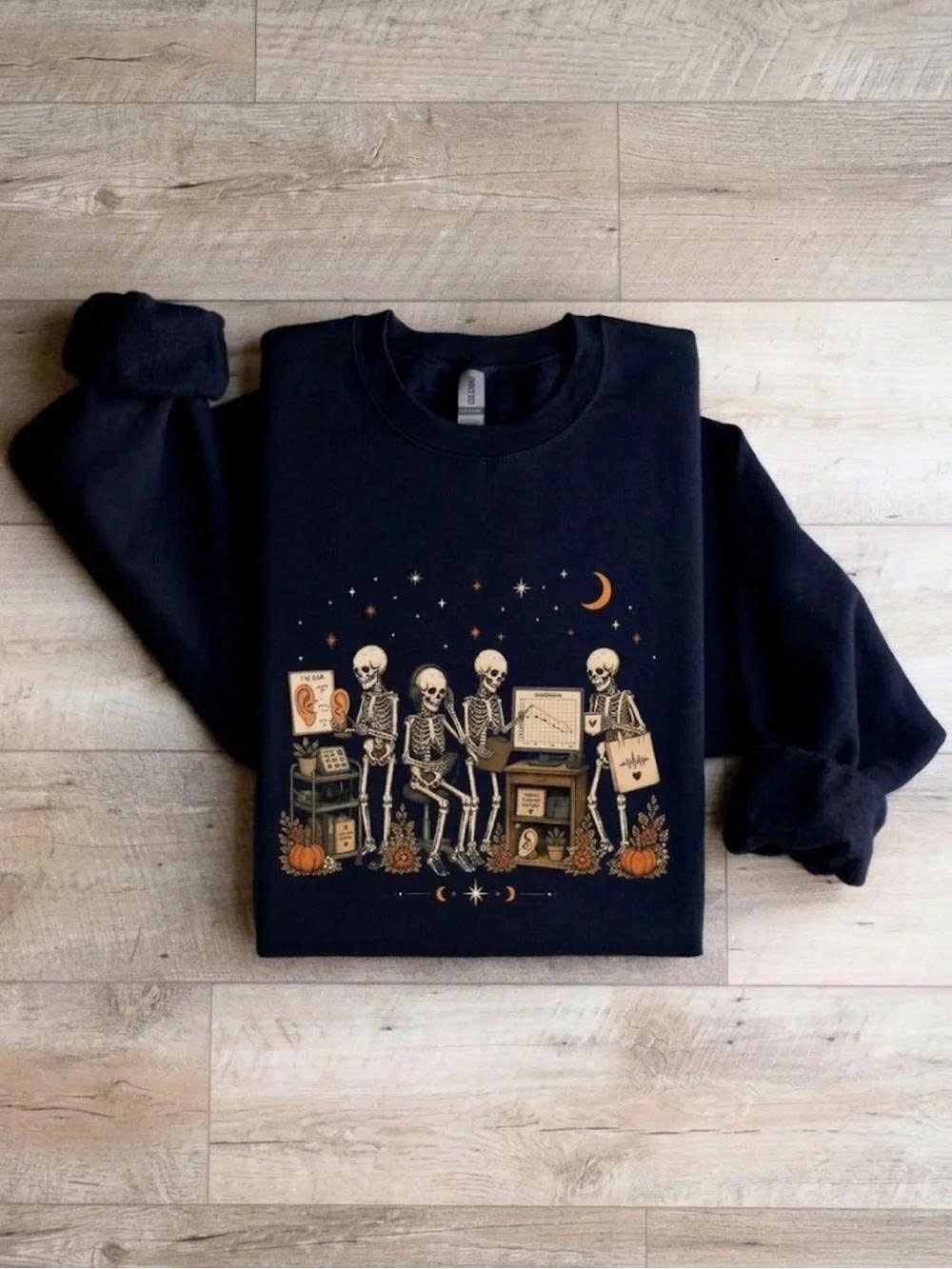 Men's Black Halloween Skeleton Graphic Sweatshirt